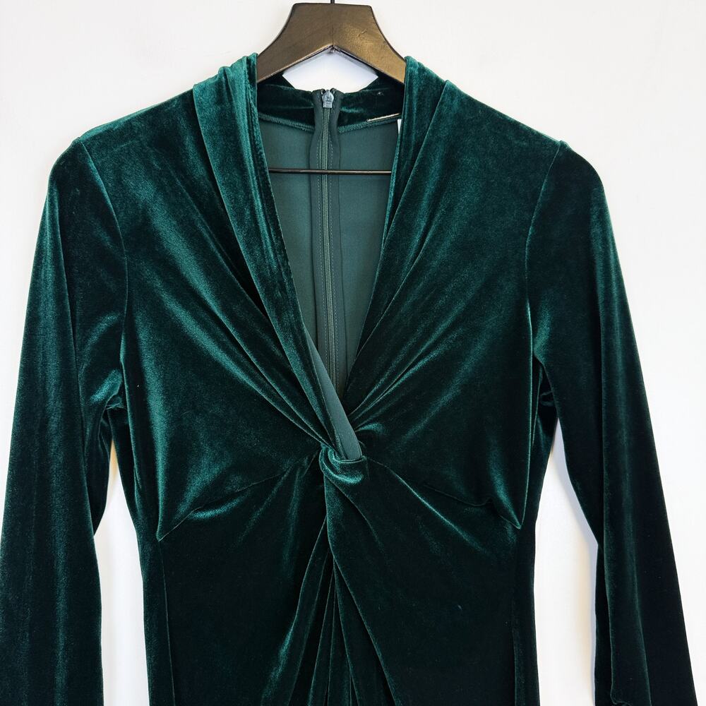 New Elie Tahari Cynthia Twist-front Velvet Dress Sheath Green - S - Picture 2 of 10